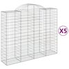 vidaXL Arched Gabion Baskets 5 pcs 200x50x160/180 cm Galvanised Iron
