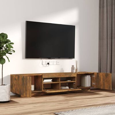 vidaXL 2 Piece TV Cabinet Set with LED Lights Smoked Oak Engineered Wood