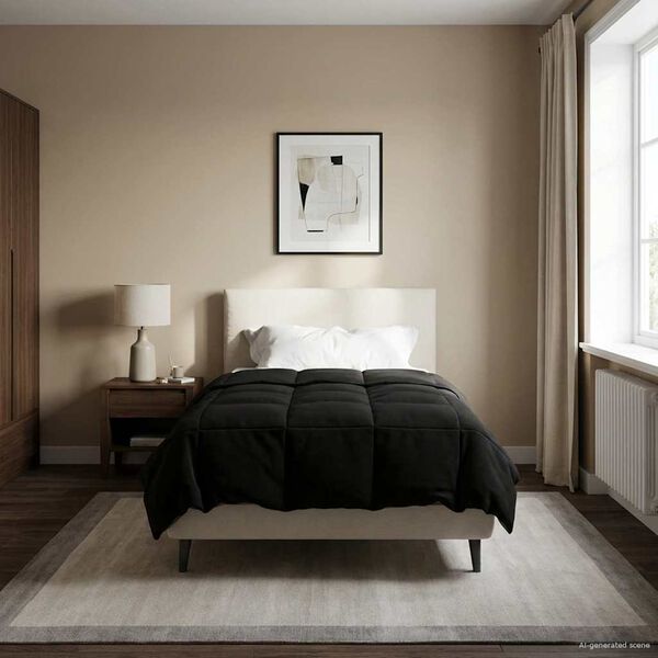 vidaXL Winter Duvet Quilted Black 155 x 220 cm Microfiber