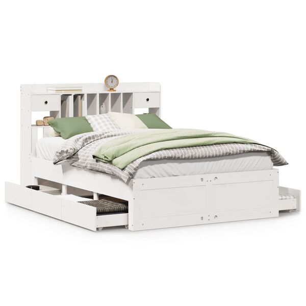 vidaXL Bookcase Bed without Mattress White 140x190 cm Solid Wood Pine