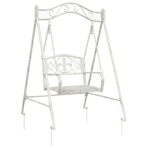 vidaXL Swing Bench Steel 113 x 121.5 x 168 cm Antique White