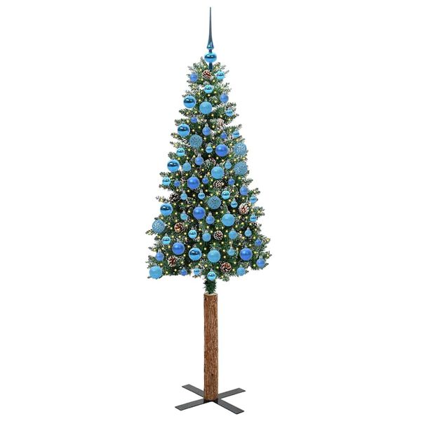 vidaXL Slim Christmas Tree Green 180 cm PVC and Solid Pine wood