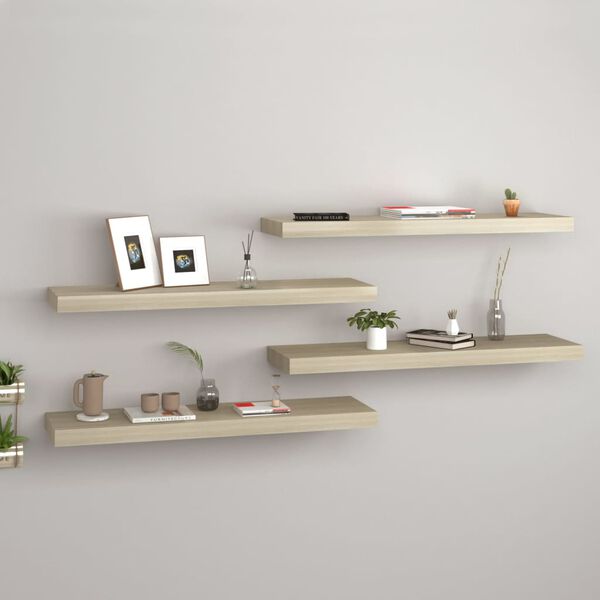 vidaXL Floating Wall Shelves 4 pcs Oak 80x23.5x3.8 cm MDF