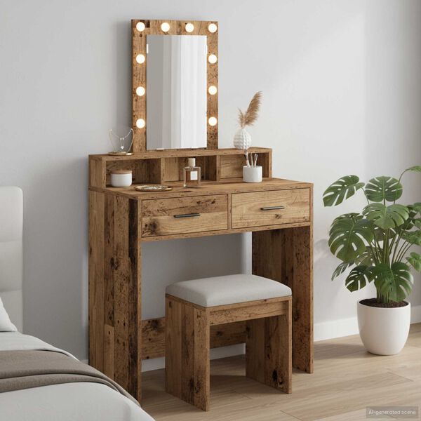 vidaXL Dressing Table Brown 79 x 41 x 140 cm Engineered wood