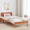 vidaXL Bed Frame with Headboard Wax Brown 90 x 190 cm Solid Pine Wood