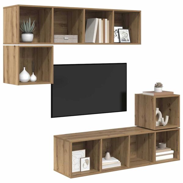 vidaXL TV Cabinet Set Wall-mounted 4 pcs Artisan Oak Engineered Wood