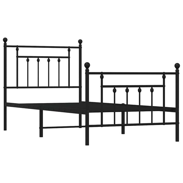 vidaXL Metal Bed Frame without Mattress with Footboard Black 90x200cm