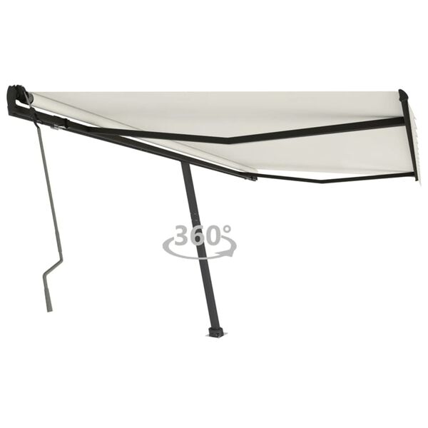 vidaXL Freestanding Manual Retractable Awning 450x350 cm Cream