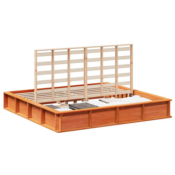 vidaXL Bed Frame Wax Brown 180 x 200 cm Solid Pine Wood