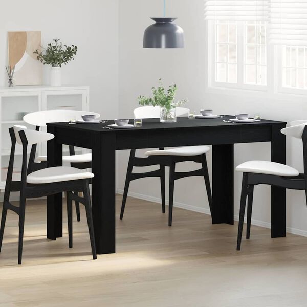 vidaXL Dining Table Black Oak 140 x 74.5 x 76 cm Poly Rattan