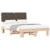 vidaXL Bed Frame with Upholstered Headboard Natural and Taupe