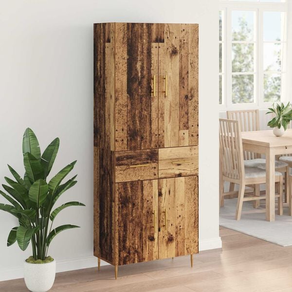 vidaXL Highboard Old Wood 69.5 x 34 x 180 cm Engineered Wood