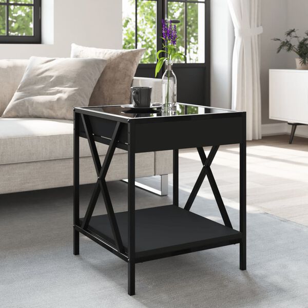 vidaXL Coffee Table with Infinity LED Black 40x40x49 cm