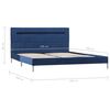 vidaXL Bed Frame with LED without Mattress Blue Fabric 135x190 cm Double