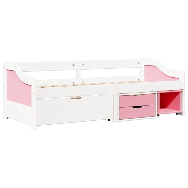 vidaXL Day Bed with 3 Drawers without Mattress IRUN White&Pink 90x200 cm