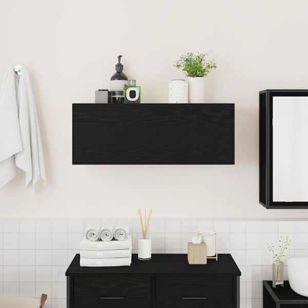 vidaXL Bathroom Wall Cabinet Black 80x25x30 cm Engineered Wood