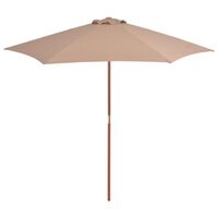 vidaXL Outdoor Parasol with Wooden Pole 270 cm Taupe