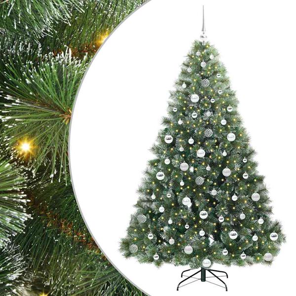 vidaXL Artificial Christmas Tree with 300 LEDs Green 180 cm PE and PVC
