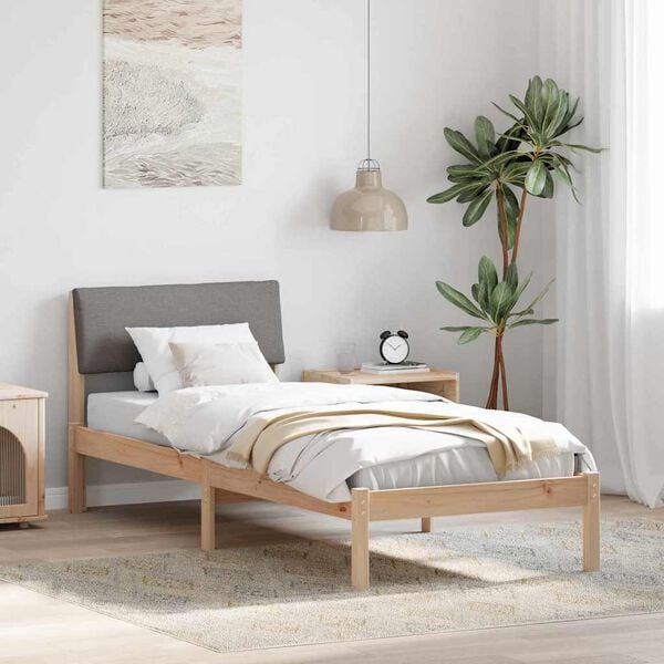 vidaXL Bed frame Brown and taupe 80 x 200 cm Solid pine wood