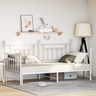 Cadru de pat Daybed vidaXL cu pat rabatabil Alb 90x200 cm Oțel