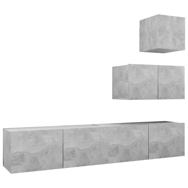 vidaXL 4 Piece TV Cabinet Set Concrete Grey Engineered Wood