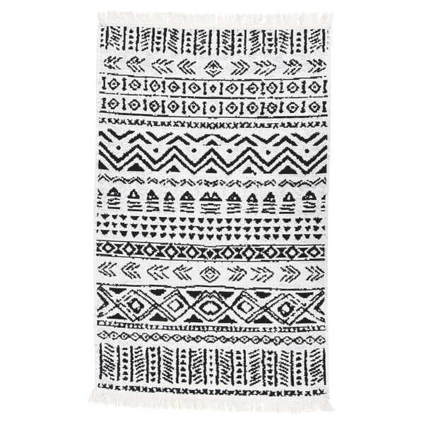 vidaXL Rug Black and White 160x230 cm Cotton