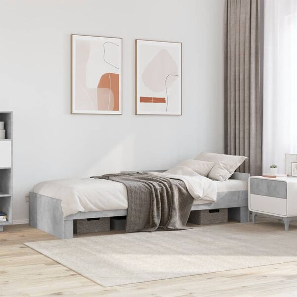 vidaXL Bed Frame without Mattress Concrete Grey 90x200 cm Engineered Wood