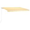 vidaXL Manual Retractable Awning 450x300 cm Yellow and White
