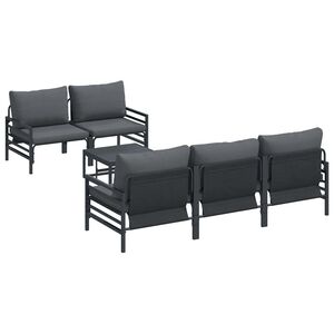 vidaXL Garden Sofa Set with Cushion 6 pcs Black Steel