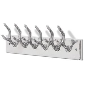 vidaXL Coat Rack | Silver | Aluminium | Compact | Decorative Inlays