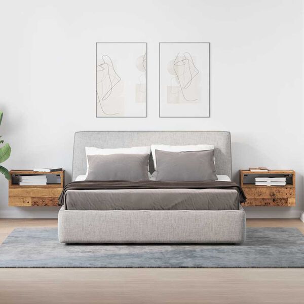 vidaXL Wall-mounted Bedside Cabinets 2 pcs Old Wood 45x26x28.5 cm