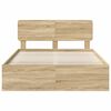 vidaXL Bed Frame with Headboard Sonoma 140 x 190 cm Solid Pine Wood