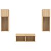 vidaXL 4 Piece TV Wall Cabinets with LED Lights Sonoma Oak