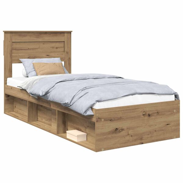 vidaXL Bed Frame Artisian Oak 100 x 200 cm Solid Pine Wood