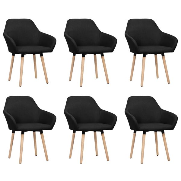 vidaXL Dining Chairs 6 pcs Black Fabric