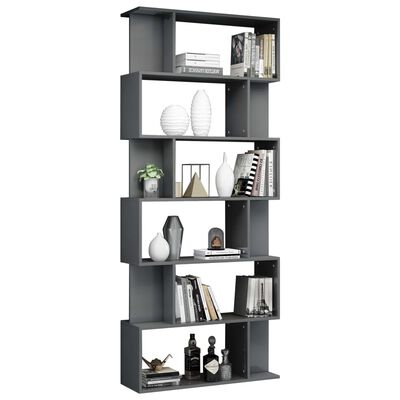 vidaXL Book Cabinet/Room Divider High Gloss Grey 80x24x192 cm Chipboard