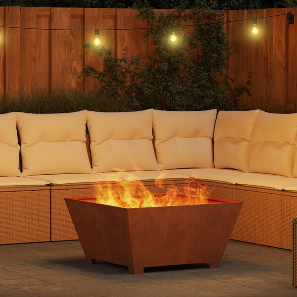 vidaXL Fire Pit Brown 80 x 80 x 40 cm Weathering Steel