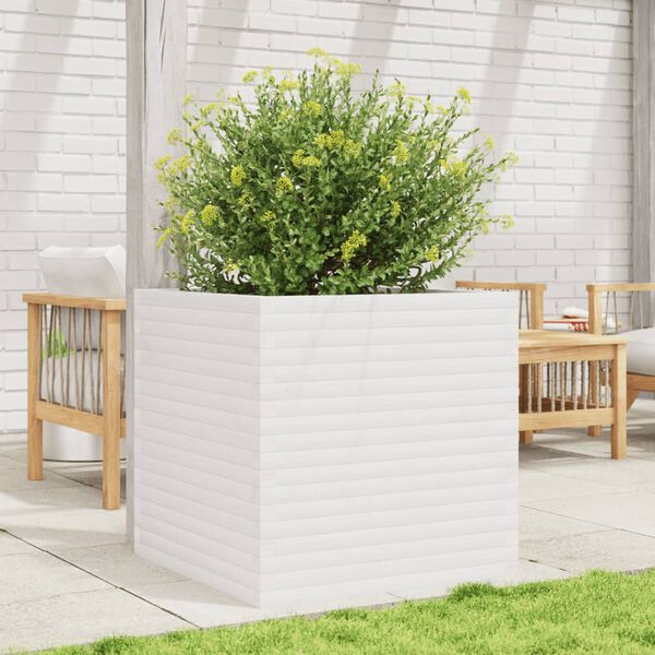 vidaXL Garden Planter White 70x70x68.5 cm Solid Wood Pine