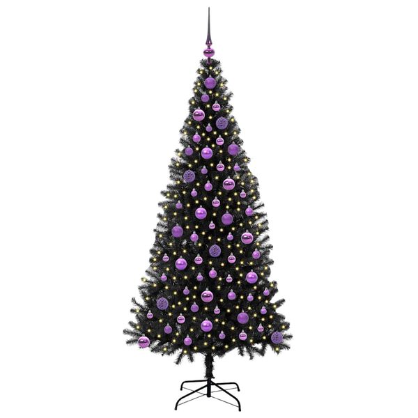 vidaXL Christmas Tree with 300 LEDs with Stand Black 180 cm PVC