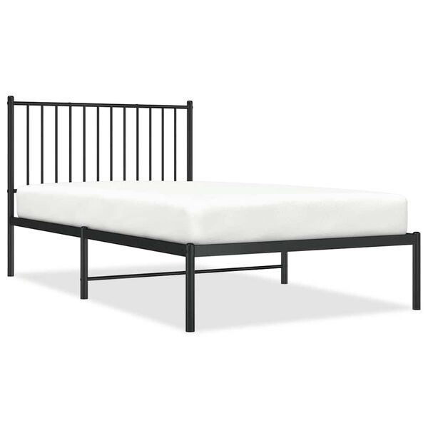 vidaXL Metal Bed Frame without Mattress with Headboard Black 100x190cm