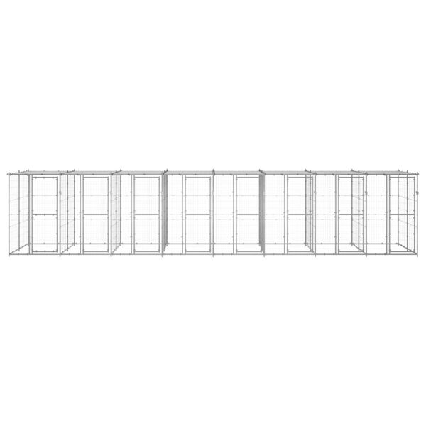 vidaXL Outdoor Dog Kennel Galvanised Steel with Roof 19.36 m&sup2;