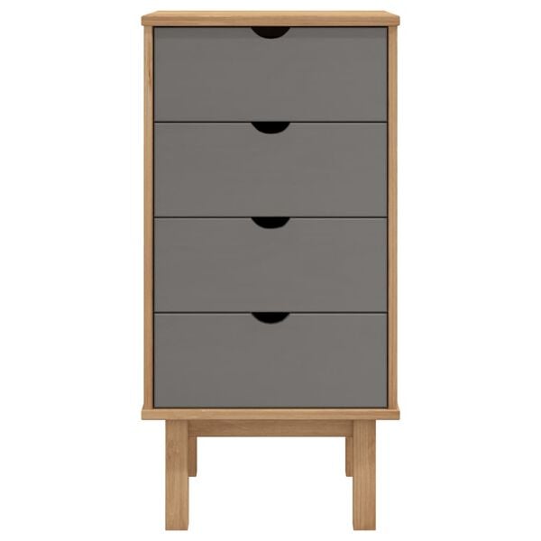 vidaXL Drawer Cabinet OTTA Brown&Grey 45x39x90cm Solid Wood Pine