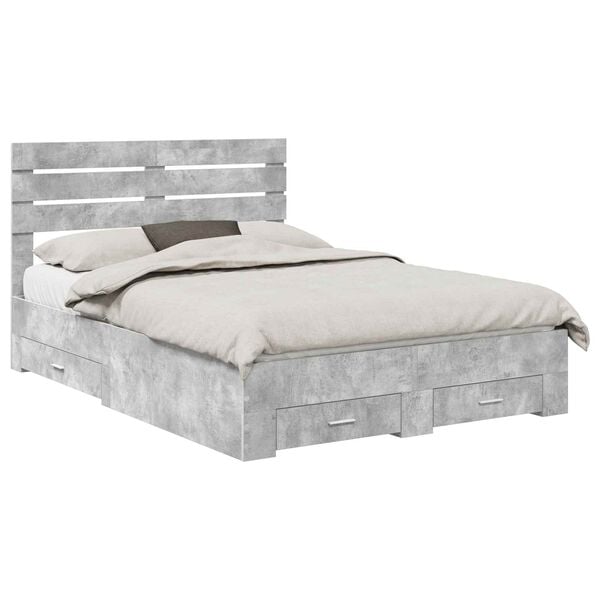 vidaXL Bed Frame with Drawer with Headboard Manual Engineered Wood