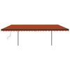 vidaXL Manual Retractable Awning with Posts 3.5x2.5 m Orange and Brown