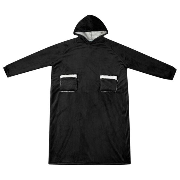 vidaXL Blanket Hoodie Black L Fleece and Flannel