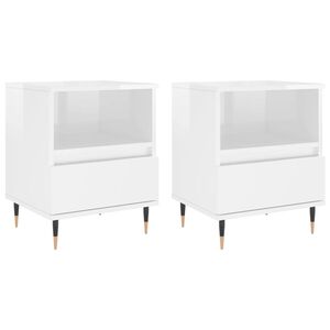 vidaXL Bedside Cabinets 2 pcs High Gloss White 40x35x50 cm Engineered Wood