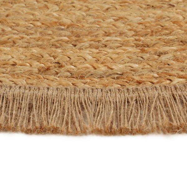 vidaXL Braided Area Rug with Ruffle Edge 90 cm Jute Round