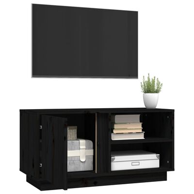 vidaXL TV Cabinet Black 80x35x40.5 cm Solid Wood Pine