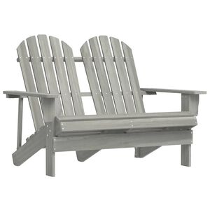 vidaXL 2-Seater Garden Adirondack Chair Solid Fir Wood Grey