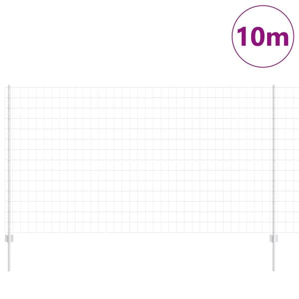 vidaXL Fence with Post Silver 1.4 x 10 m Steel